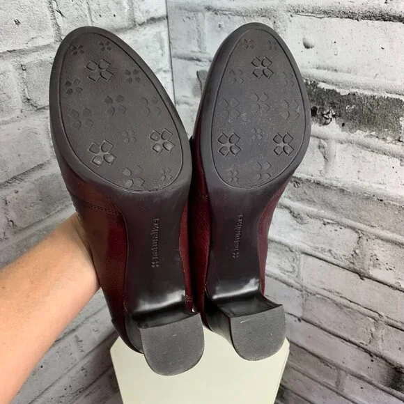 Naturalizer N5 Comfort Burgundy Leather Mid Block Heel Loafer Pump - Picture 6 of 9